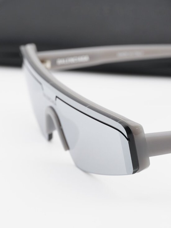 Balenciaga BB0003S 011 Shield Sunglasses - Grey / Silver Mirror main image 4